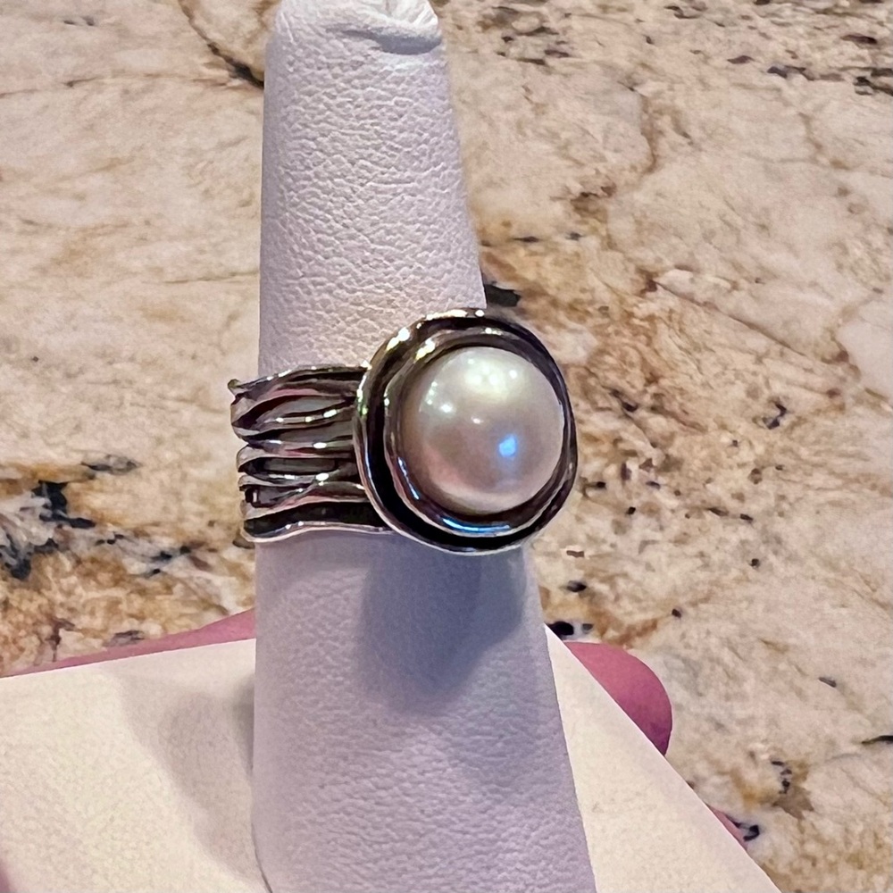 ⭐️ Israel Pearl Sterling Silver Ring Size 5.5/6
